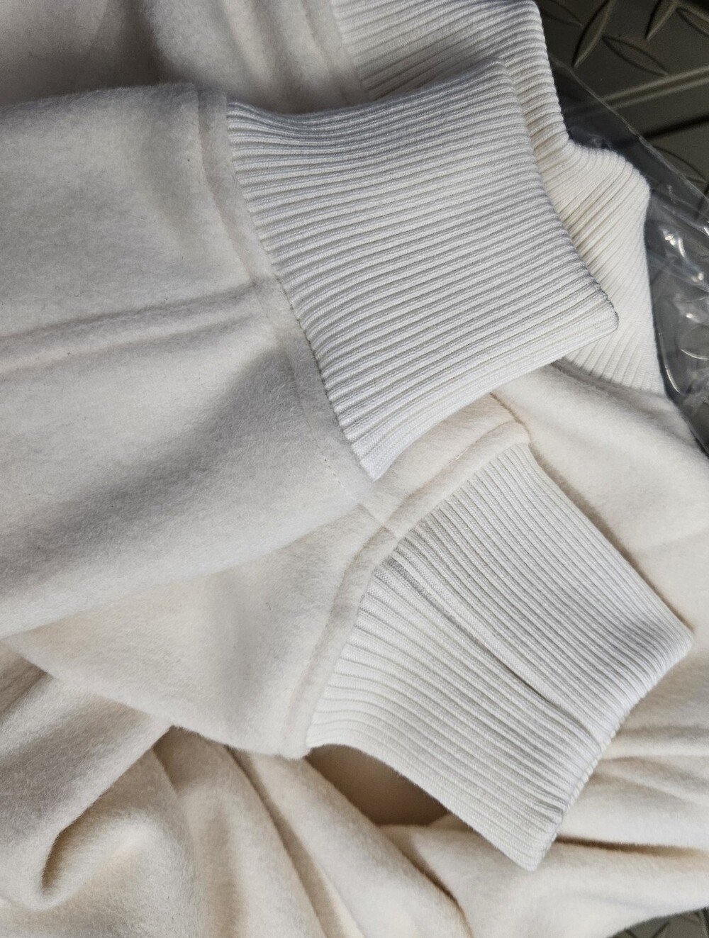 New. No Tag, Epaulette Bomber Jacket Cream with Gold Hardware, Brush Wool. - Picture 8 of 10
